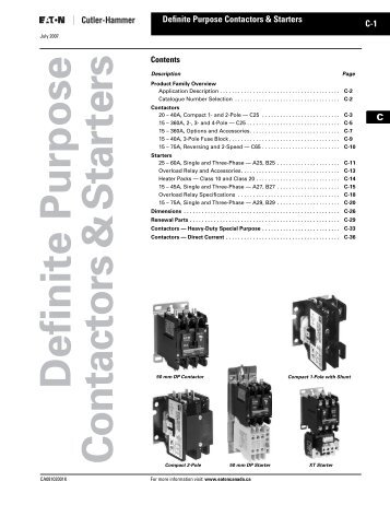 Definite Purpose Contactors & Starters - Eaton Canada