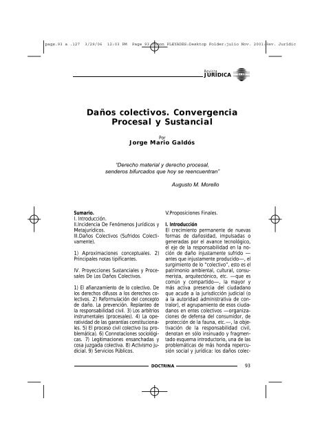 Daños colectivos. Convergencia Procesal y Sustancial - UCES