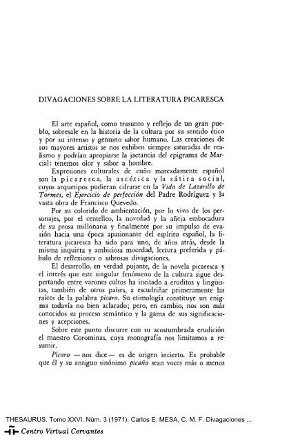 Divagaciones sobre la literatura picaresca - Centro Virtual Cervantes