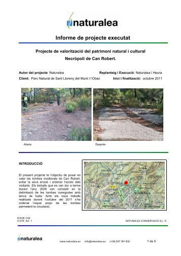 Projecte de valorització del patrimoni natural i cultural ... - naturalea.eu