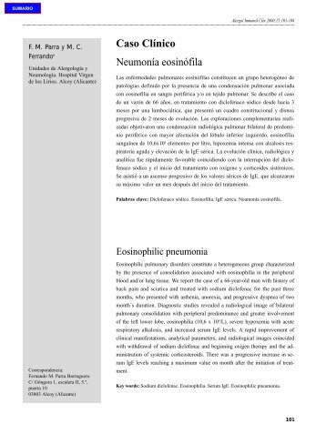 Neumonía eosinófila Caso Clínico - Alergología e Inmunología Clínica