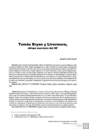 Tomás Bryan y Livermore, obispo murciano del 98 - Digitum