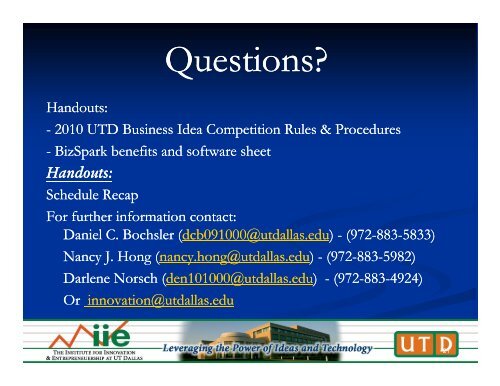 Business Idea - Institute for Innovation & Entrepreneurship at UT ...