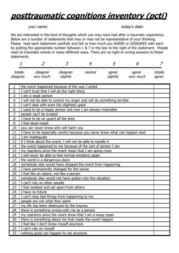 posttraumatic cognitions inventory (pcti) - Goodmedicine.org.uk