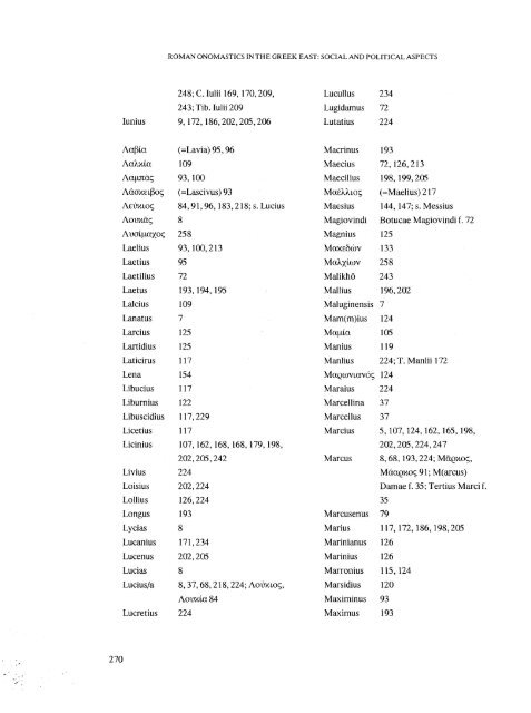 Roman onomastics in the Greek East: social and political aspects ...