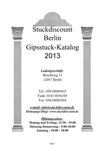 Stuckdiscount Berlin Gipsstuck-Katalog 2013