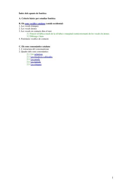 Índex dels apunts de fonètica A. Criteris bàsics per ... - Ecsocial