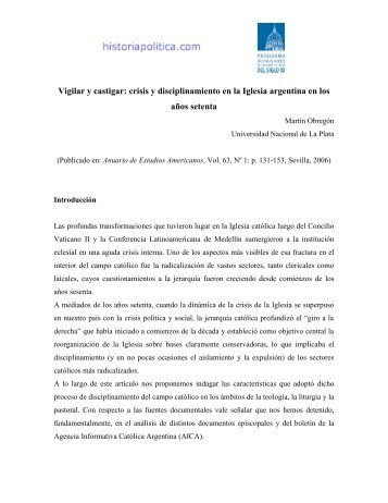 Vigilar y castigar: crisis y disciplinamiento en la ... - Historia Política