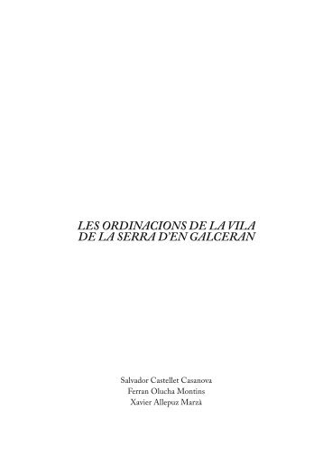 les ordinacions de la vila de la serra d'en galceran