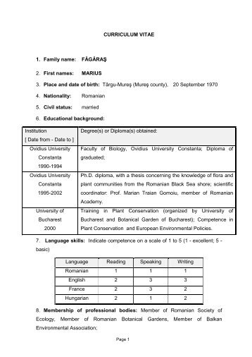 curriculum vitae - coastal-biodiv.ro