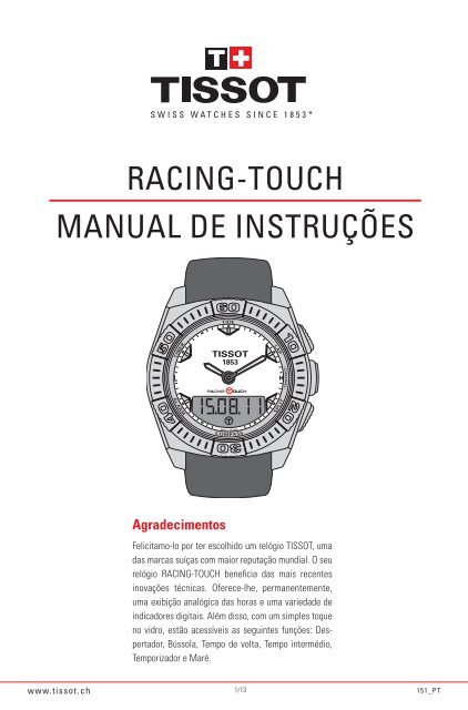 RACING-TOUCH MANUAL DE INSTRUÇÕES - Tissot