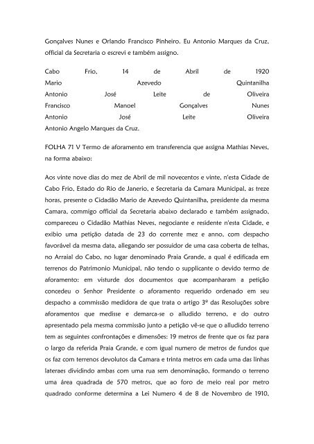 Folha 10 Termo de aforamento que assigna Dª ... - Paleografia