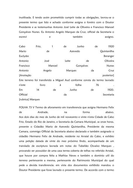 Folha 10 Termo de aforamento que assigna Dª ... - Paleografia