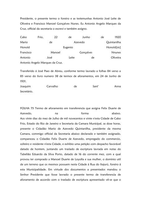 Folha 10 Termo de aforamento que assigna Dª ... - Paleografia