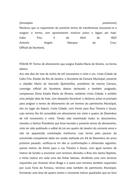 Folha 10 Termo de aforamento que assigna Dª ... - Paleografia