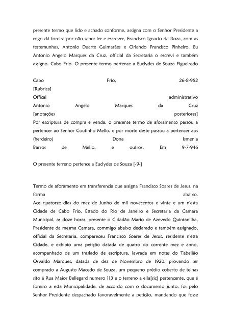 Folha 10 Termo de aforamento que assigna Dª ... - Paleografia