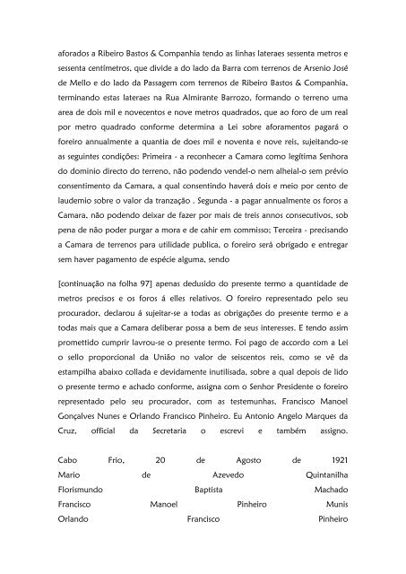 Folha 10 Termo de aforamento que assigna Dª ... - Paleografia