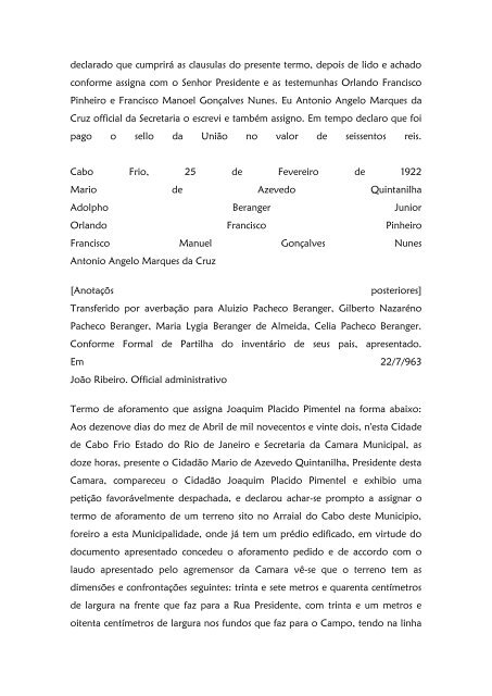 Folha 10 Termo de aforamento que assigna Dª ... - Paleografia