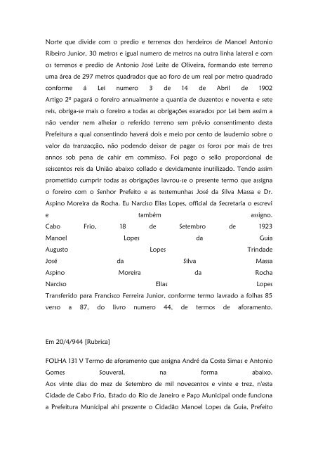 Folha 10 Termo de aforamento que assigna Dª ... - Paleografia