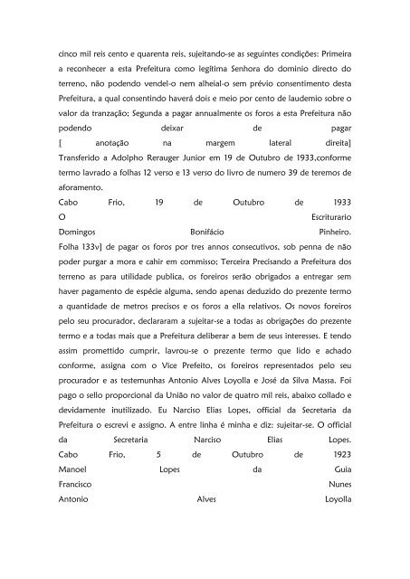 Folha 10 Termo de aforamento que assigna Dª ... - Paleografia