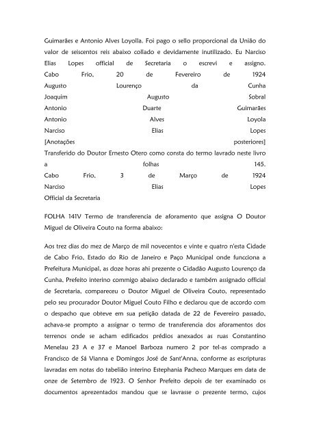 Folha 10 Termo de aforamento que assigna Dª ... - Paleografia