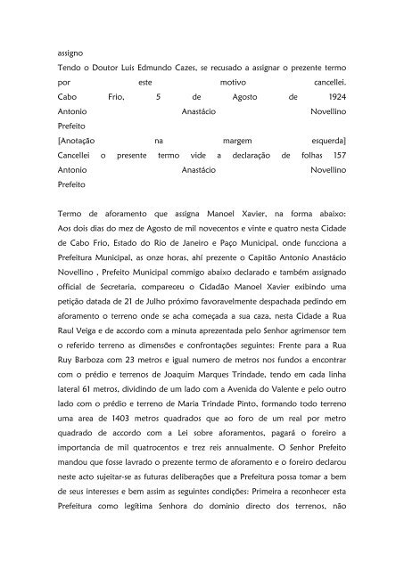 Folha 10 Termo de aforamento que assigna Dª ... - Paleografia