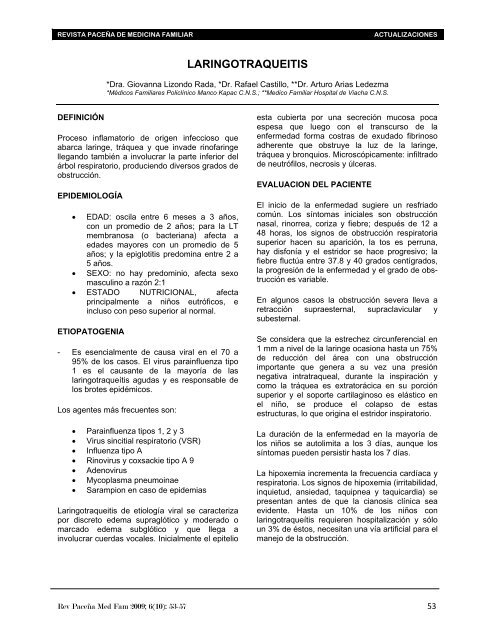 LARINGOTRAQUEITIS - Sociedad Paceña de Medicina Familiar