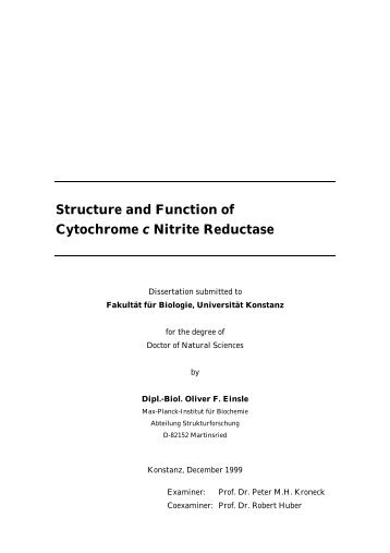 Structure and Function of Cytochrome c Nitrite Reductase - KOPS ...