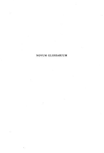 NOVUM GLOSSARIUM - Glossaria