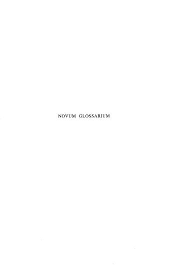 NOVUM GLOSSARIUM - Glossaria