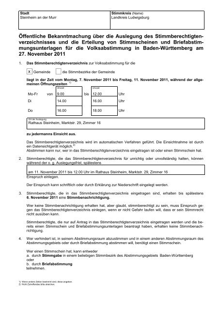 Öffentliche Bekanntmachung.pdf - Stadt Steinheim an der Murr