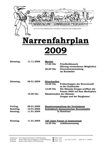 Narrenfahrplan 2009 - Narrenzunft Schnabelgiere Meersburg eV