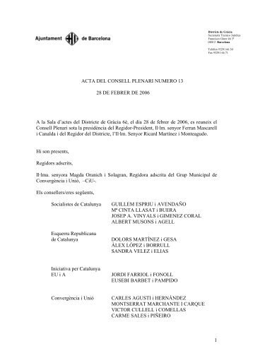 l'acta del Consell Plenari - Ajuntament de Barcelona