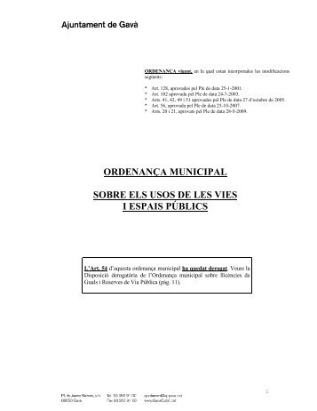 ordenança m unicipal sobre els usos de les vies i espais p blics