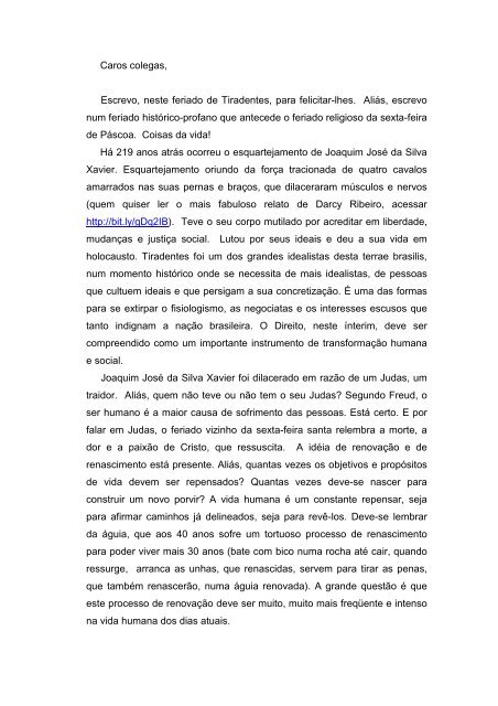 Mensagem Tiradentes e Páscoa 2011 - Giovani Corralo