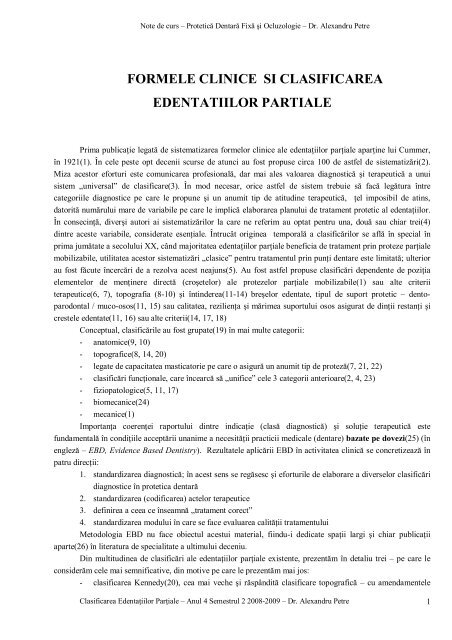 2. Clasificarea edentatiilor - Protetica Dentara