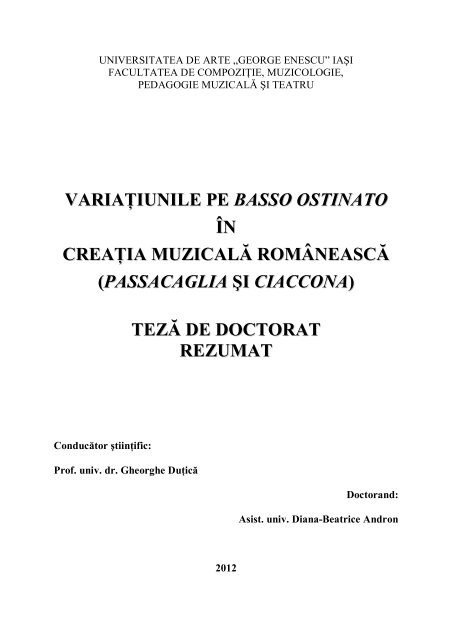 română - Universitatea de Arte &quot;George Enescu&quot;