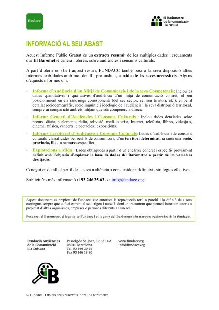 2001. INFORME PÒBLIC GRATUÏT - xarxanoticies.cat