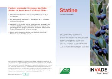 Patienteninformation zum Cholesterinsenker Statine - Invade