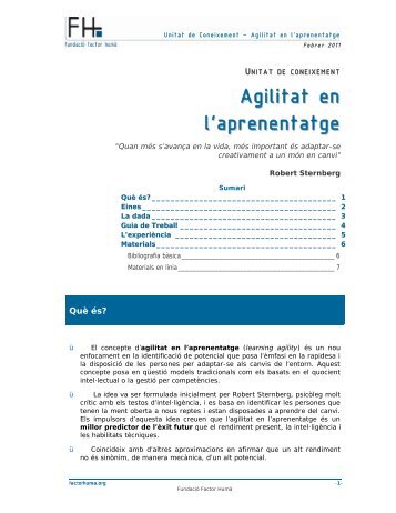 Agilitat en l'aprenentatge - Fundació per a la Motivació dels ...