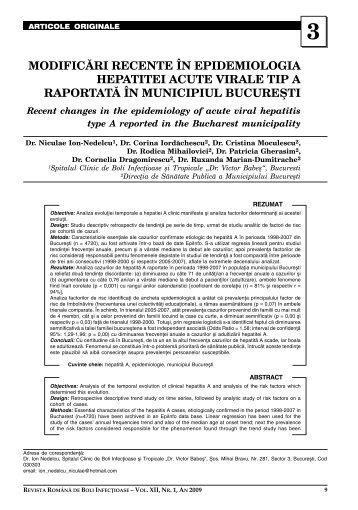 modificåri recente în epidemiologia hepatitei acute virale ... - medica.ro