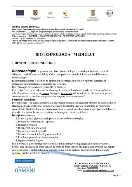 biotehnologia mediului - Biotehnologie