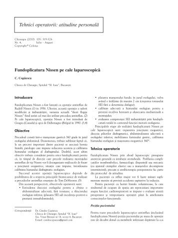 Fundoplicatura Nissen pe cale laparoscopicم - Chirurgia