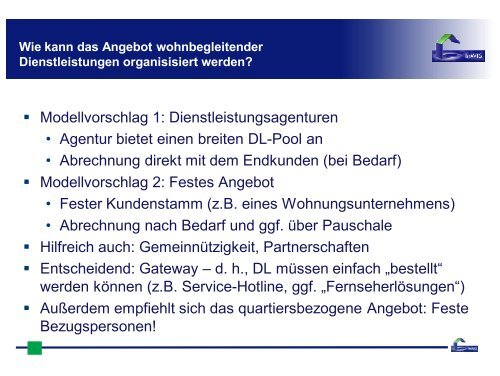 Kostenstrukturen wohnbegleitender Dienstleistungen - InWIS ...