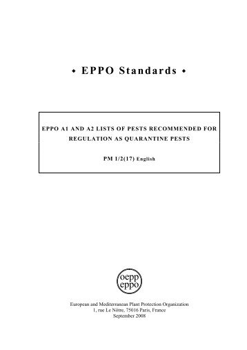 EPPO A1 AND A2 LISTS OF - Prior Control