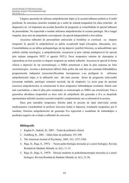 jurnalul român de psihofarmacologie romanian journal of ...