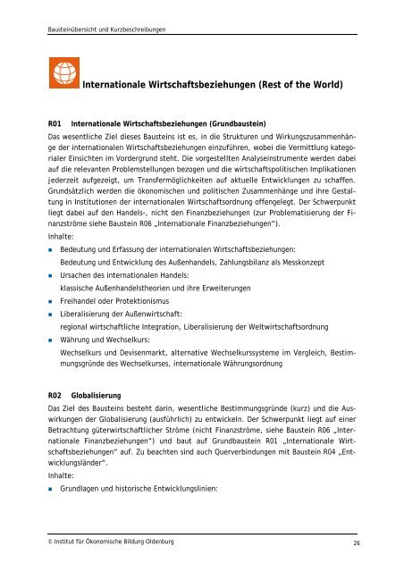 Bausteinübersicht und Kurzbeschreibungen - Institut für ...