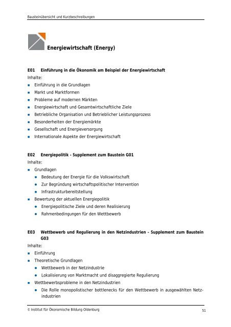 Bausteinübersicht und Kurzbeschreibungen - Institut für ...