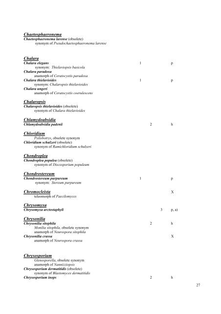 GUIDELINES Classification of organisms - Fungi