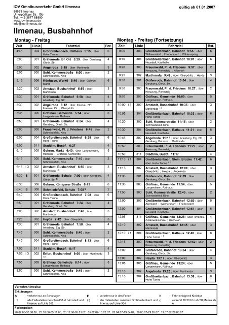 Abfahrtsplan II drucken - IOV Omnibusverkehr GmbH Ilmenau